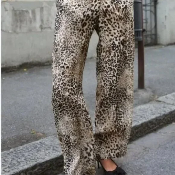 ZARA: Animal Print Straight Leg Pant - Picture 2 of 2